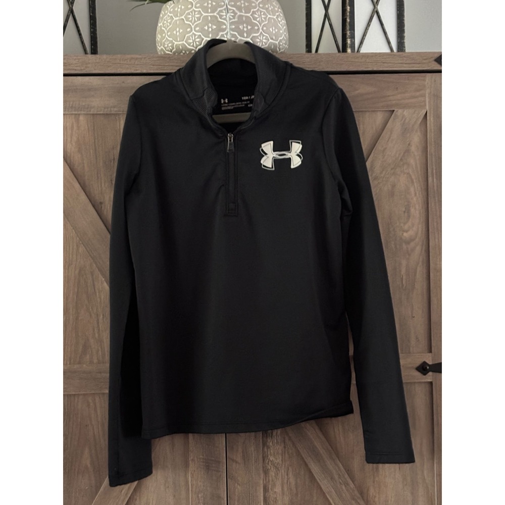 Under Armour ColdGear Boys Youth Small Black Quarter Zip Pullover Long Sleeve
